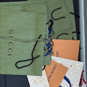 Gucci Green Shopping Bags with Black Handles
